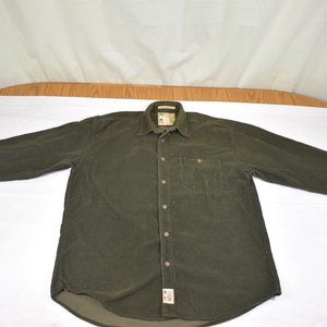 Boris Vian Men's 16 Corduroy Button Down Shirt Green Vintage RARE